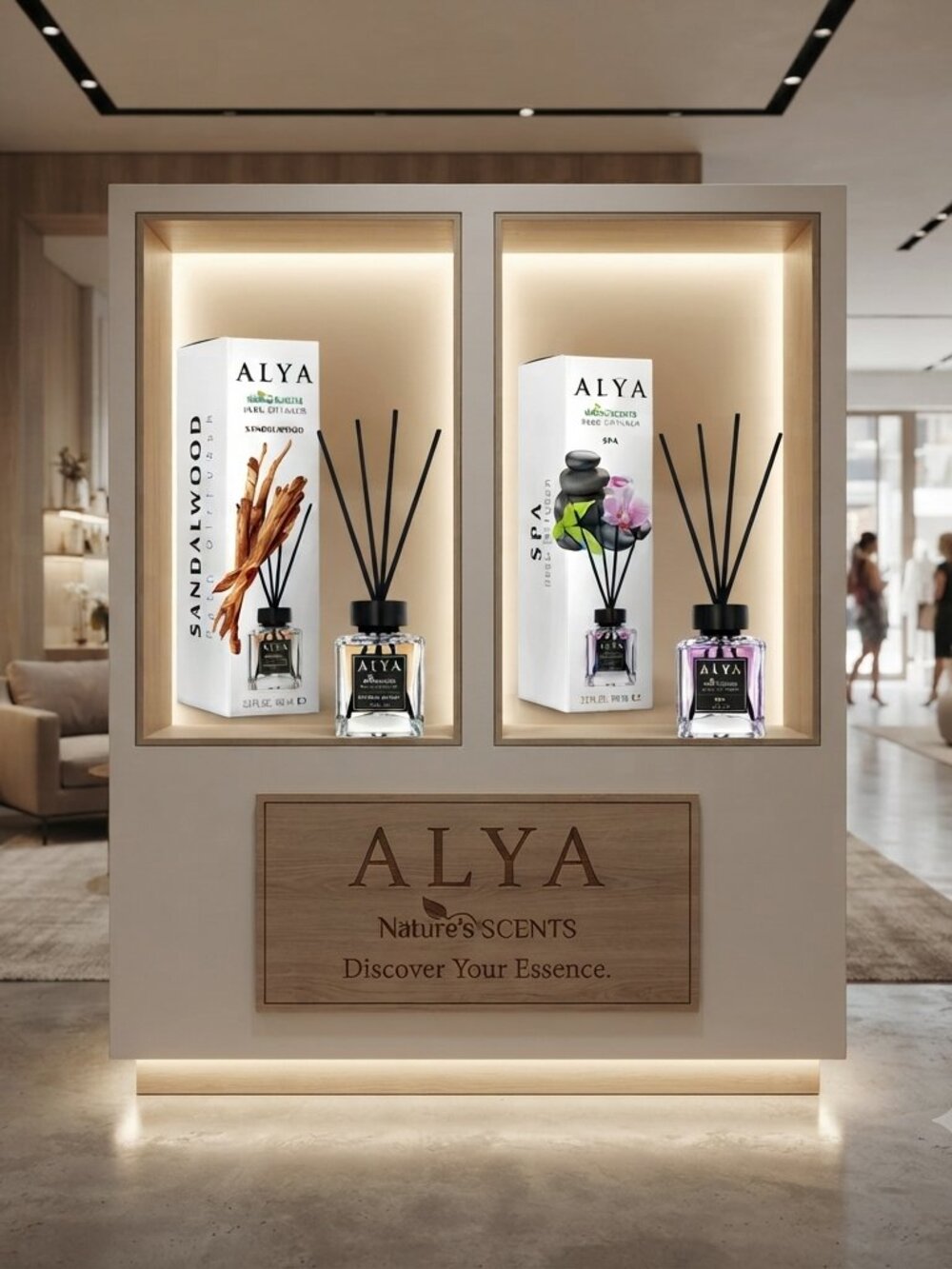 Alya Nature's Scents Reed Diffuser Set 2 Pack Sandalwood & Spa 100ml - Picture 3 of 5